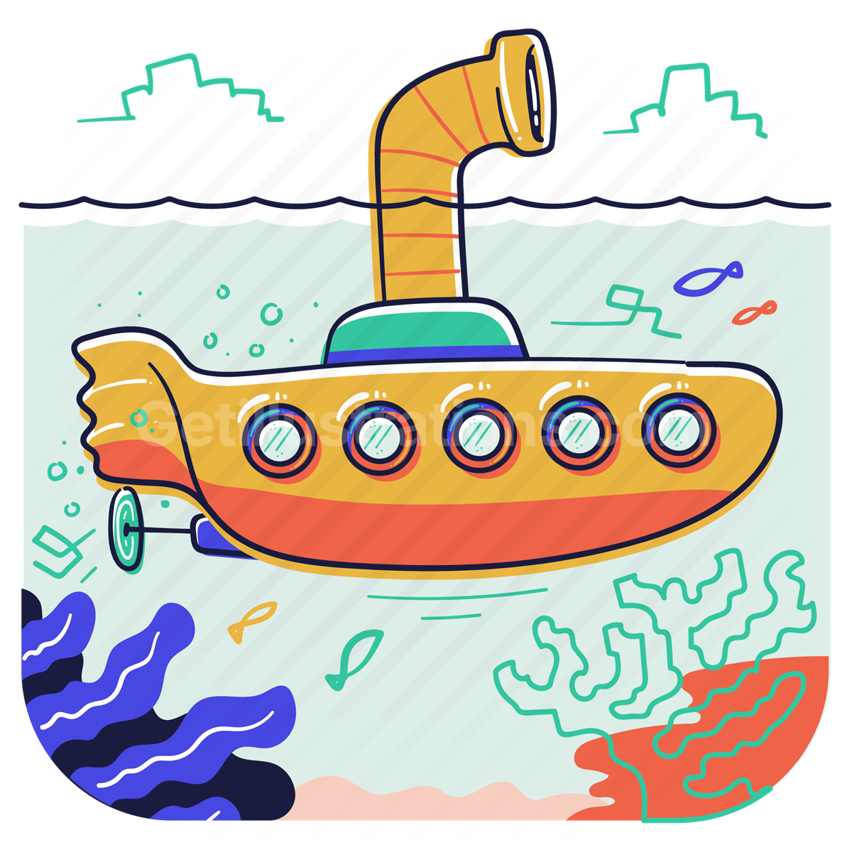 submarine, sea, ocean, underwater, explore, exploration